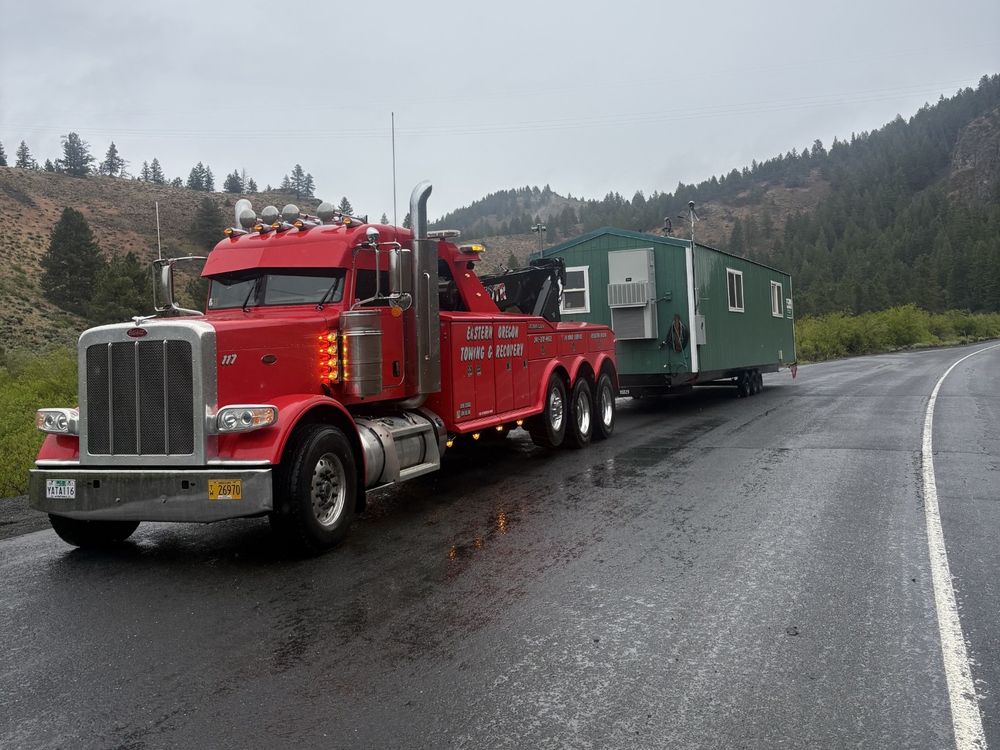 Towing a modular building on an Eastern Oregon highway